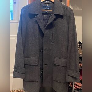 Cole Haan men’s wool blend coat, zip and button in front with pockets